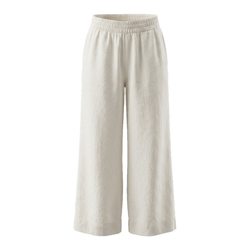 Womens Wide Leg Linen Pull On Pants M Petite Pockets Cottagecore Minimalist Chic